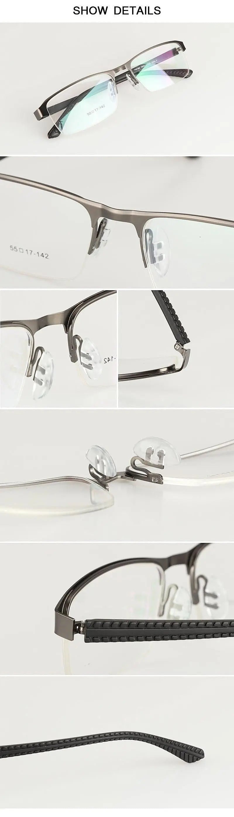 Men's Rectangular Semi-Rimless Titanium Reading Glasses 9bs — view 25 | Rx Spectacle