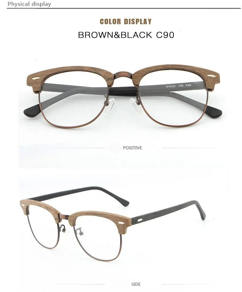 Unisex Round Full Rim Wood Prescription Glasses — view 26 | Rx Spectacle