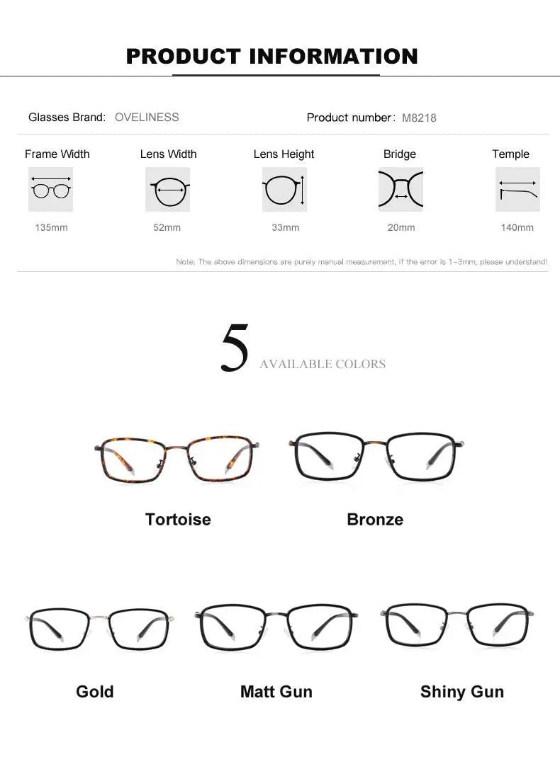 Unisex Square Full Rim Alloy Prescription Glasses 0037 — view 12 | Rx Spectacle