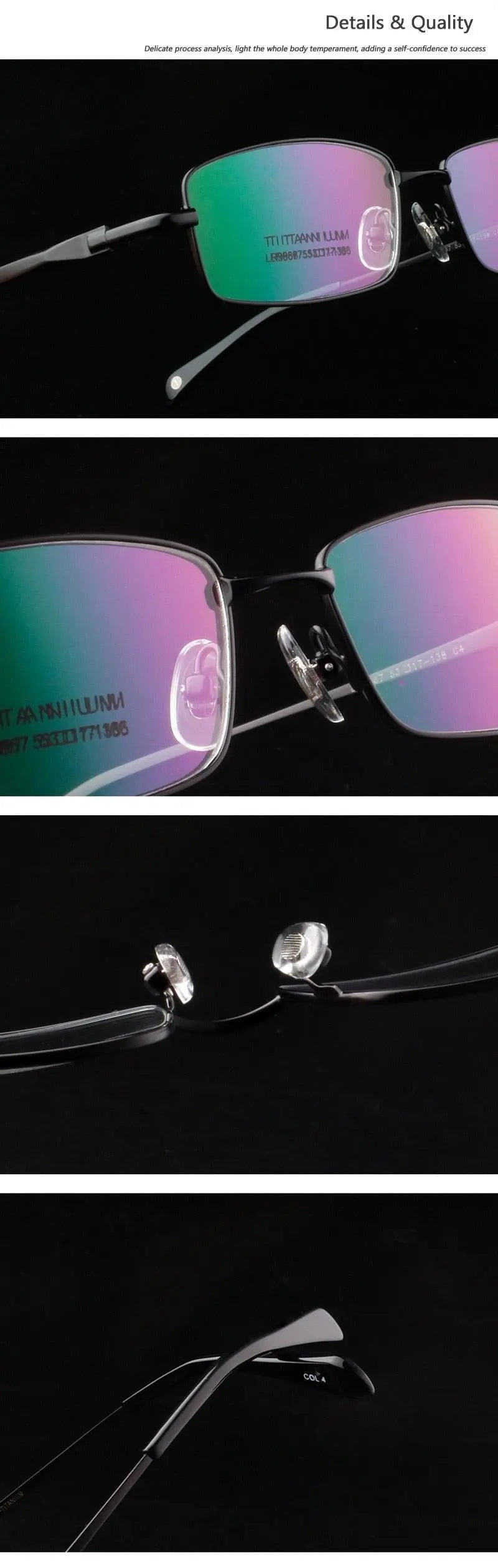 Men's Rectangular Full Rim Titanium Prescription Glasses 2256 — view 20 | Rx Spectacle