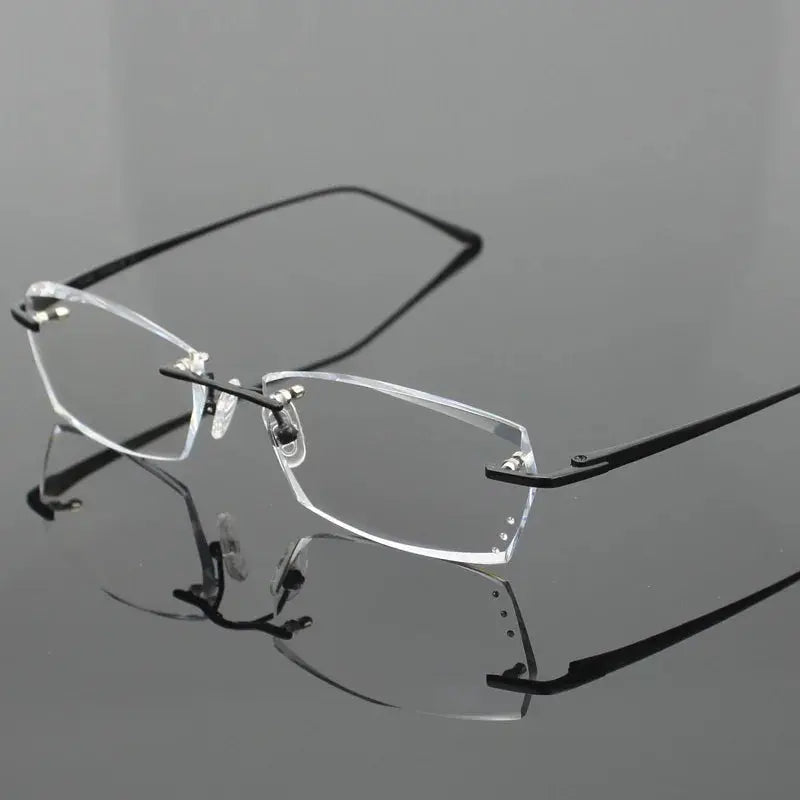 Men's Square Rimless Titanium Prescription Glasses 82077 — view 7 | Rx Spectacle