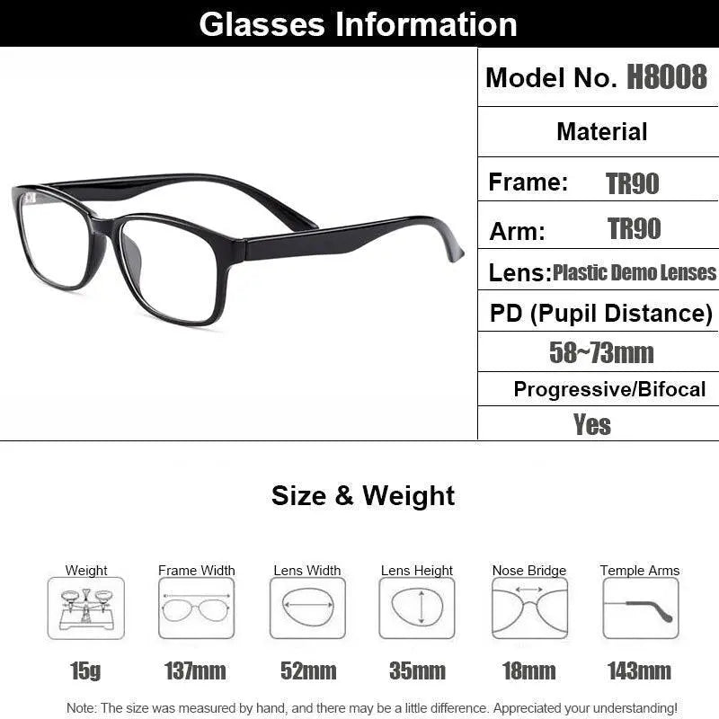 Women's Square Full Rim Plastic Prescription Glasses H8008 — view 8 | Rx Spectacle