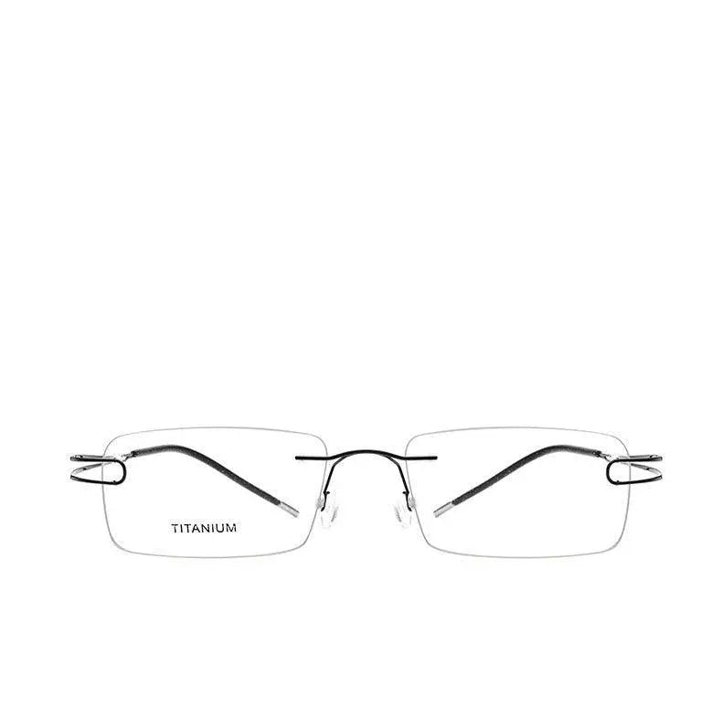Unisex Rectangular Rimless Titanium Prescription Glasses 50003 — view 24 | Rx Spectacle