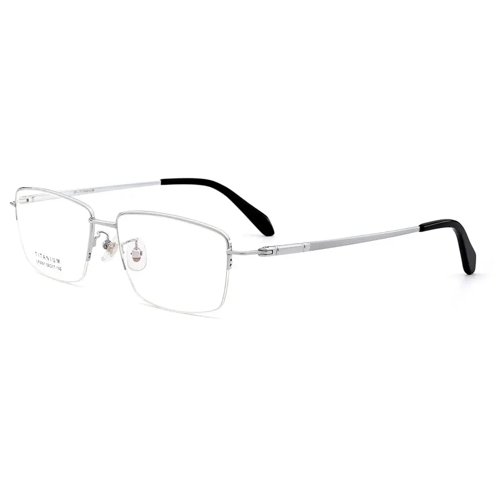 Men's Polygon Semi-Rimless Titanium Oversized Prescription Glasses 896111 — view 5 | Rx Spectacle
