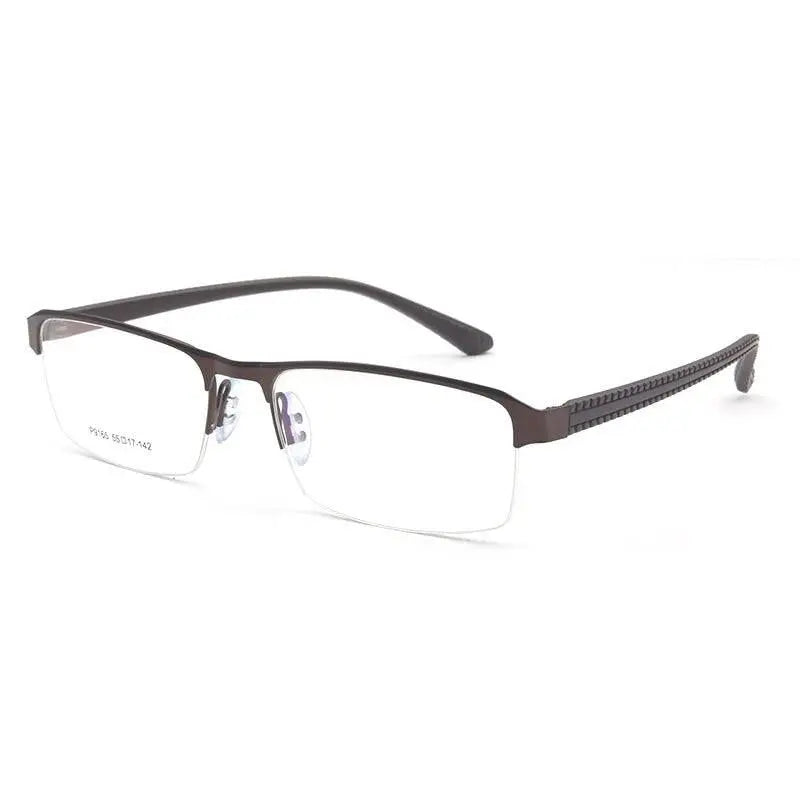 Men's Square Semi-Rimless Alloy Prescription Glasses P9165 — view 16 | Rx Spectacle