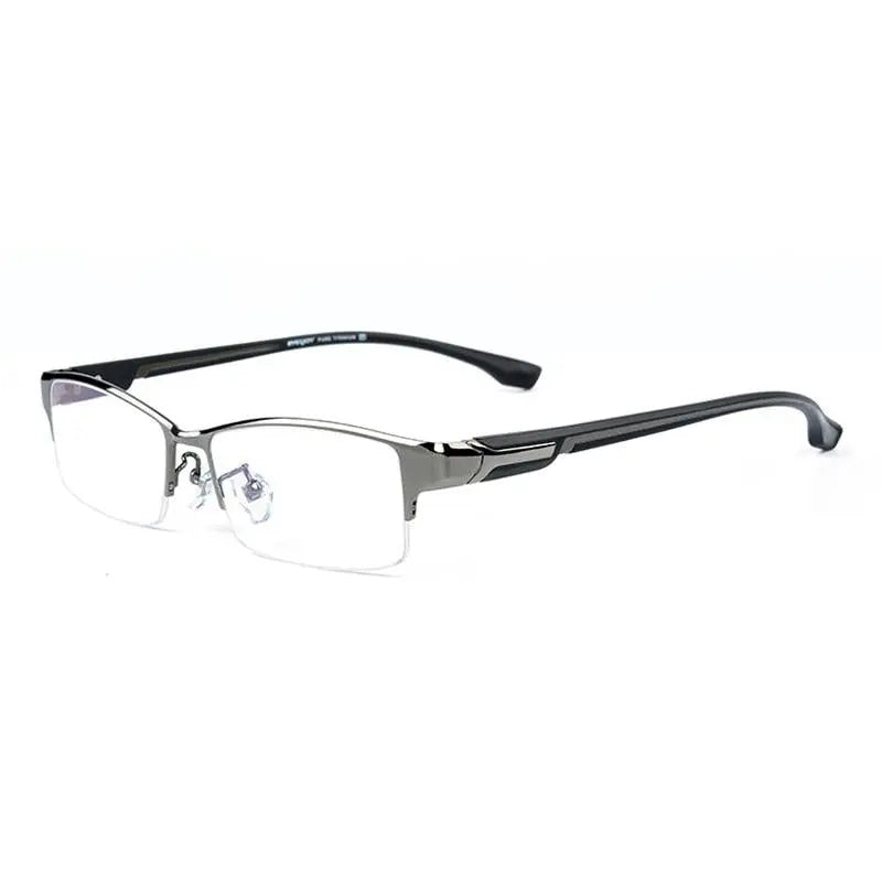Men's Rectangular Semi-Rimless Titanium Prescription Glasses L266 — view 23 | Rx Spectacle