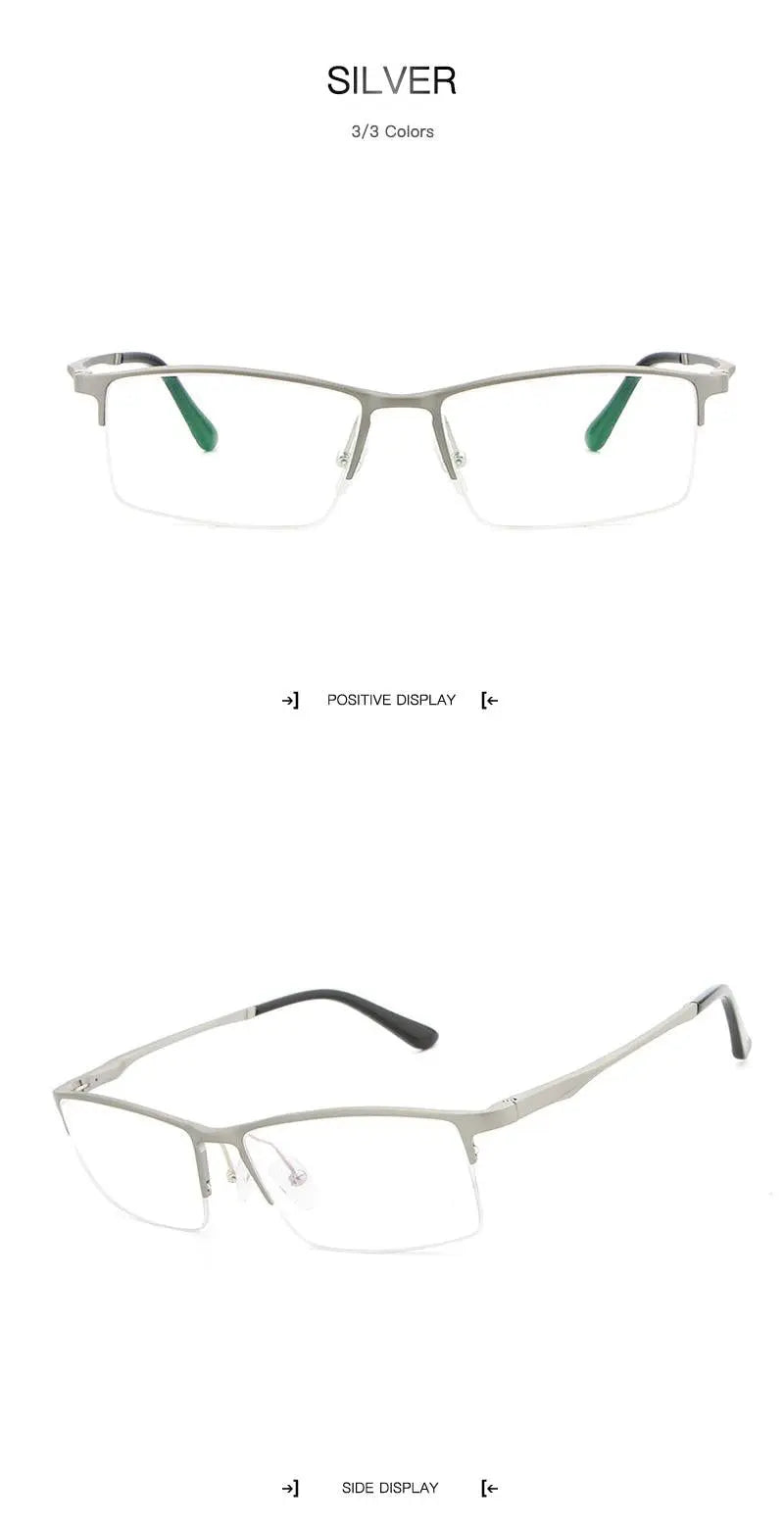 Men's Rectangular Semi-Rimless Alloy Prescription Glasses Lp6263 — view 14 | Rx Spectacle