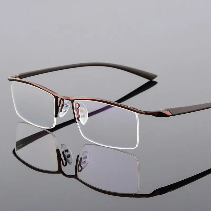 Men's Browline Semi-Rimless Alloy Prescription Glasses P8190 — view 24 | Rx Spectacle