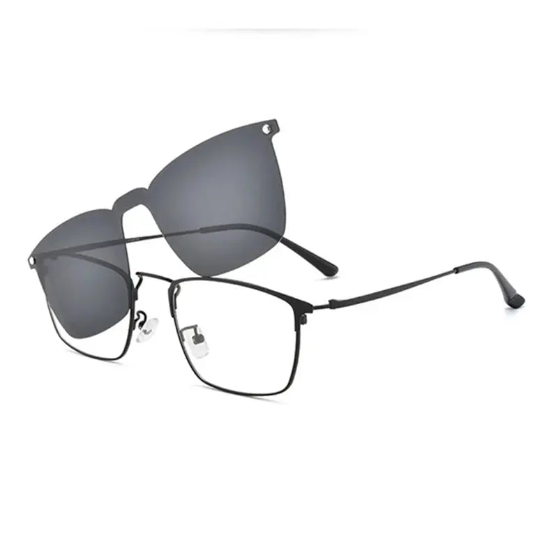 Unisex Square Full Rim Alloy Clip-On Prescription Glasses 9409 — view 8 | Rx Spectacle