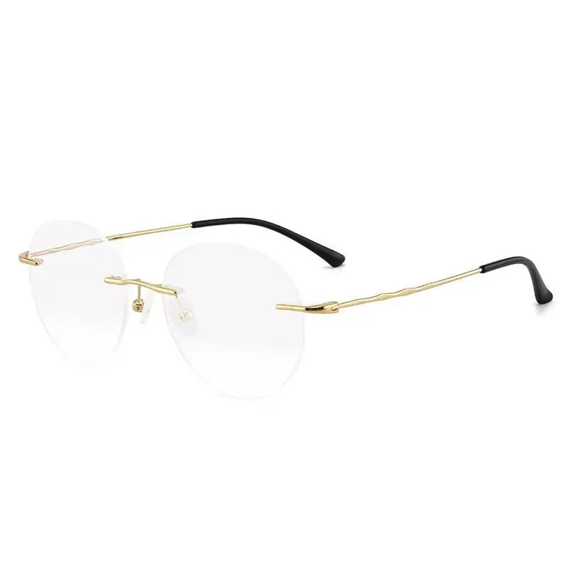 Unisex Round Rimless Titanium Prescription Glasses S7057 — view 10 | Rx Spectacle