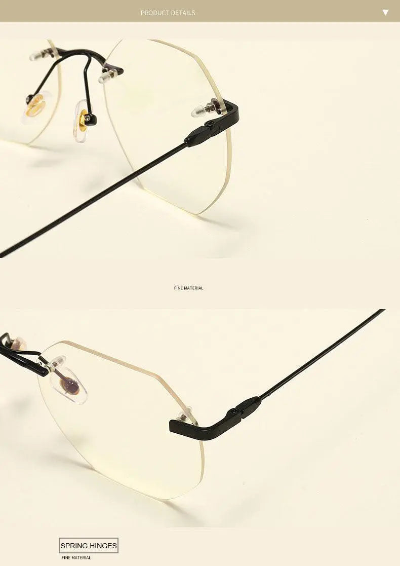 Men's Polygon Rimless Alloy Prescription Glasses 6213 — view 23 | Rx Spectacle