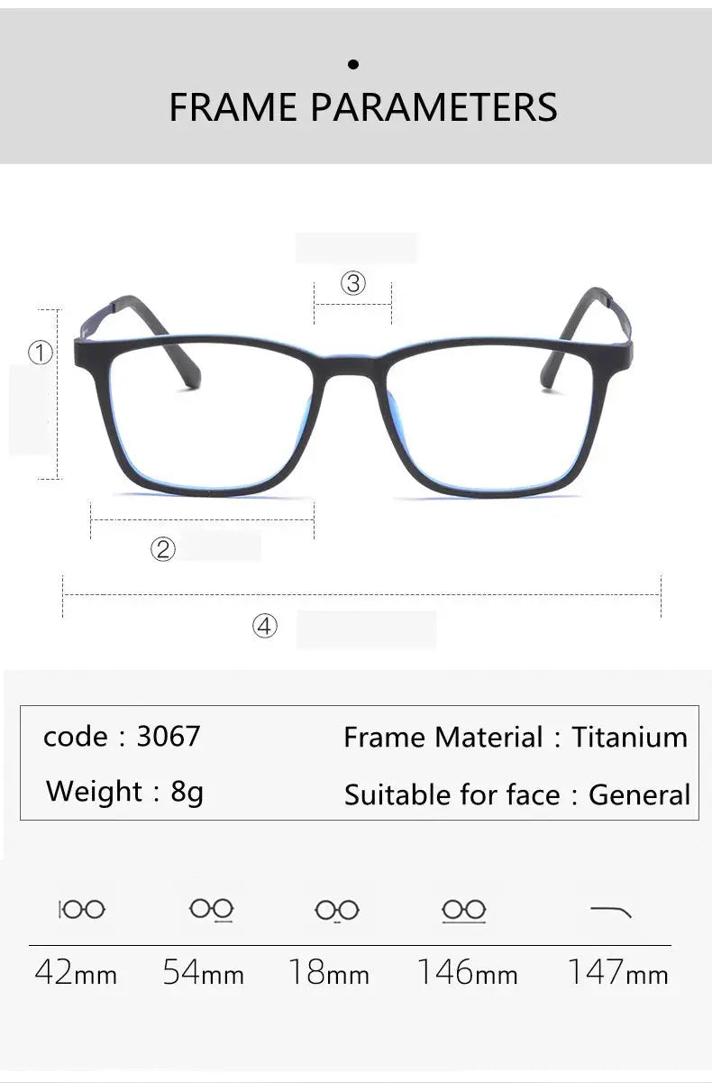 Unisex Square Full Rim Titanium Reading Glasses 3067 — view 7 | Rx Spectacle