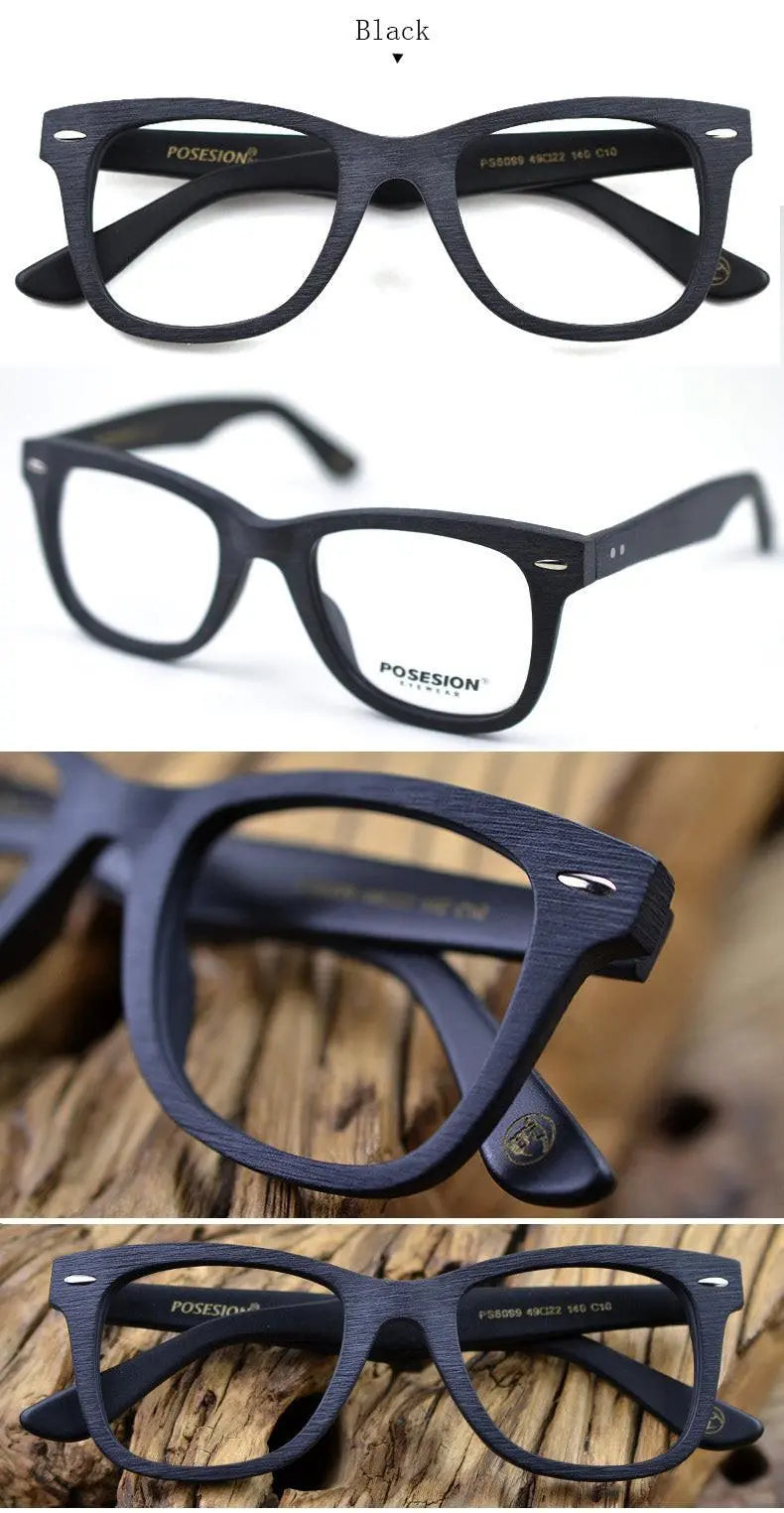 Men's Round Full Rim Wood Prescription Glasses Ps6099 — view 12 | Rx Spectacle