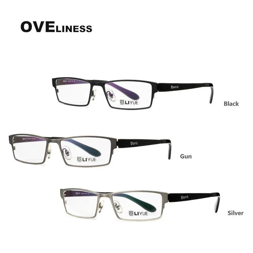 Men's Square Full Rim Alloy Prescription Glasses P9020 — view 8 | Rx Spectacle