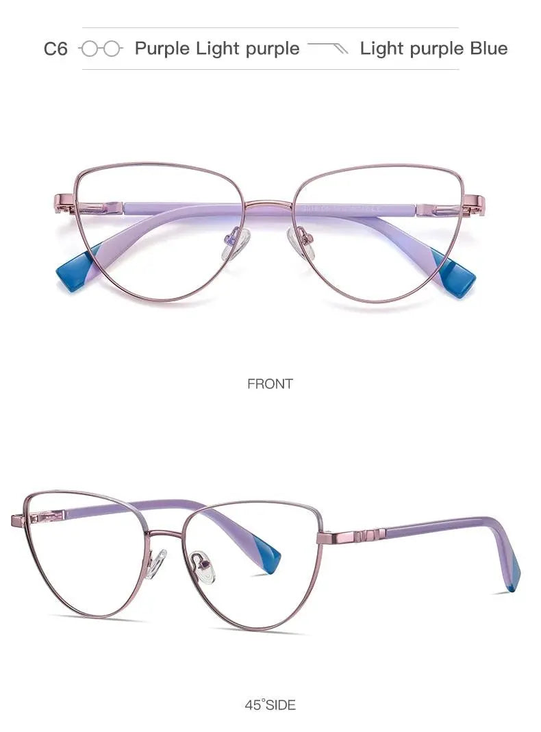 Women's Cat Eye Full Rim Alloy Prescription Glasses 3018 — view 23 | Rx Spectacle