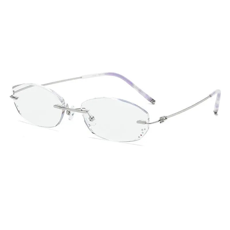 Women's Square Rimless Titanium Reading Glasses 8587 — view 9 | Rx Spectacle
