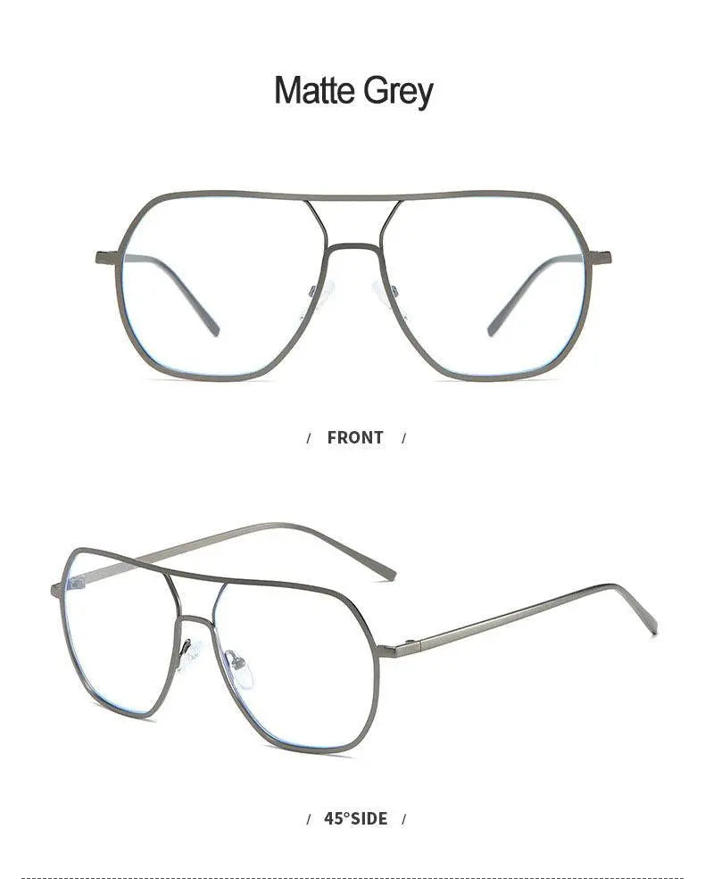 Unisex Polygon Full Rim Alloy Double Bridge Prescription Glasses 60803 — view 12 | Rx Spectacle
