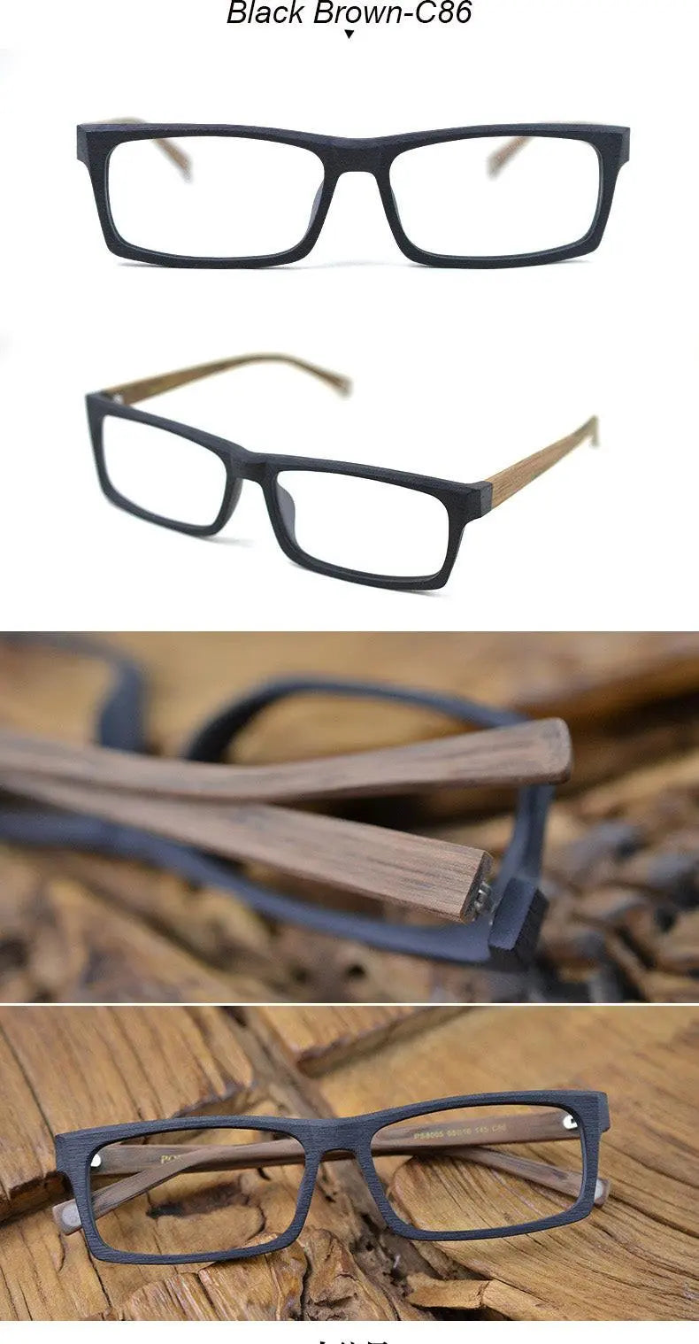Men's Rectangular Full Rim Wood Prescription Glasses Ps8005 — view 11 | Rx Spectacle