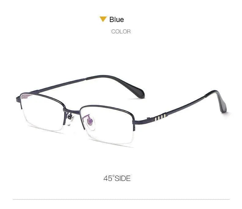 Men's Rectangular Semi-Rimless Titanium Prescription Glasses 9071 — view 15 | Rx Spectacle