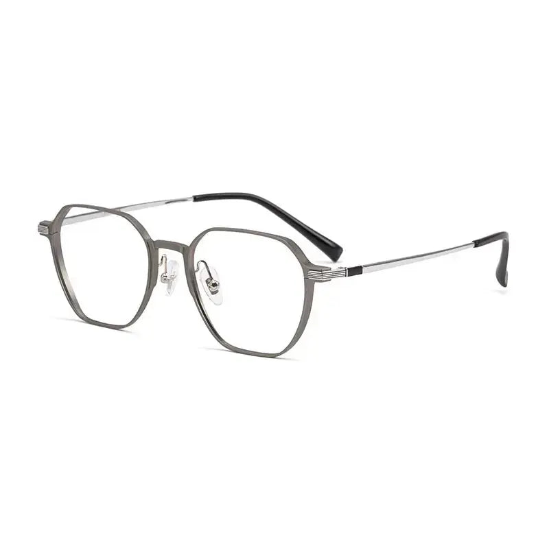 Unisex Polygon Full Rim Alloy Flat Top Prescription Glasses 965052 — view 5 | Rx Spectacle