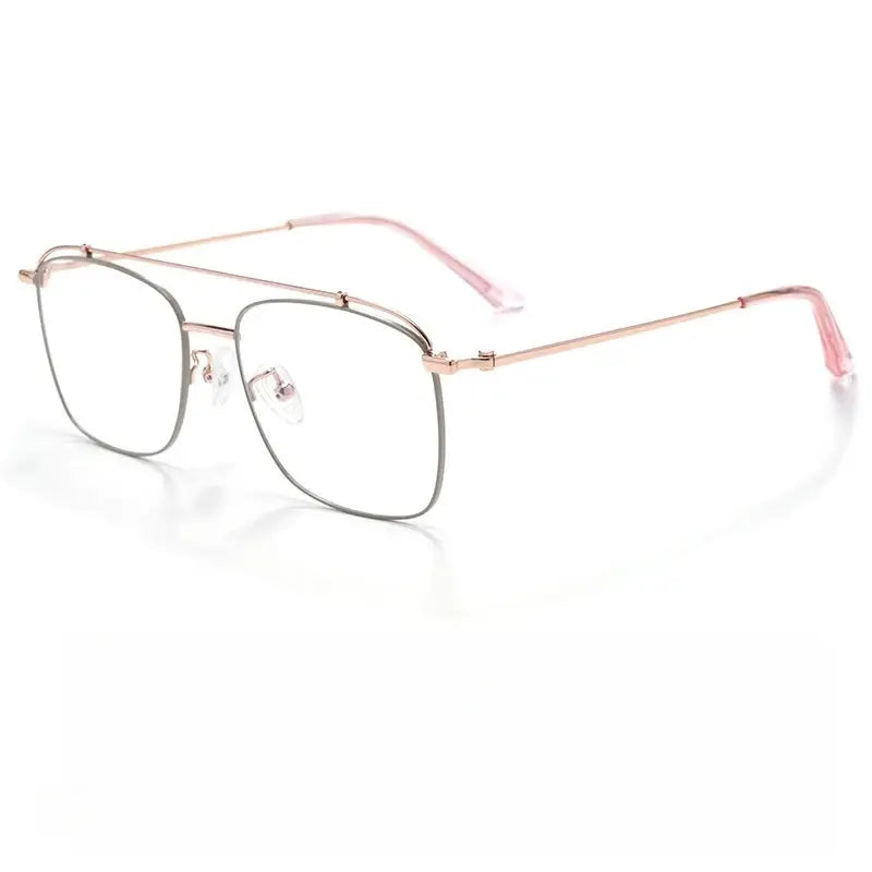 Women's Square Full Rim Titanium Double Bridge Prescription Glasses 76007 — view 6 | Rx Spectacle