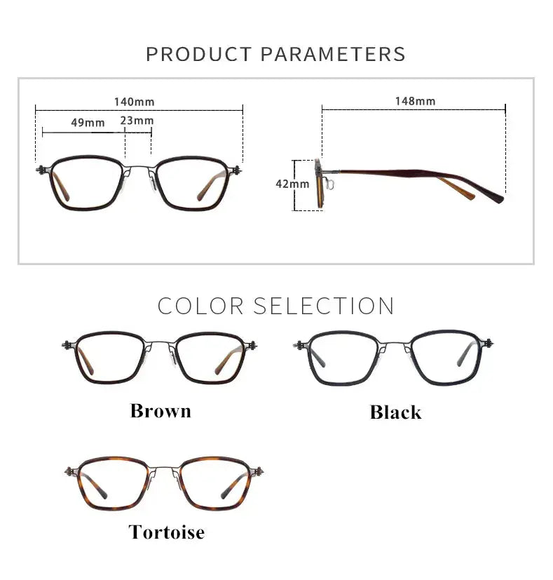 Unisex Square Full Rim Titanium Prescription Glasses Sc19 — view 10 | Rx Spectacle