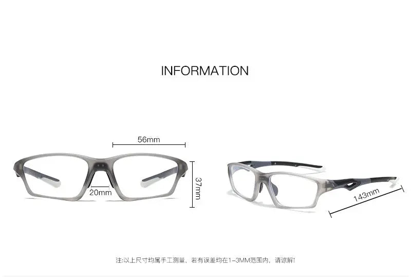 Unisex Rectangular Full Rim TR90 Sports Glasses 81278 — view 10 | Rx Spectacle