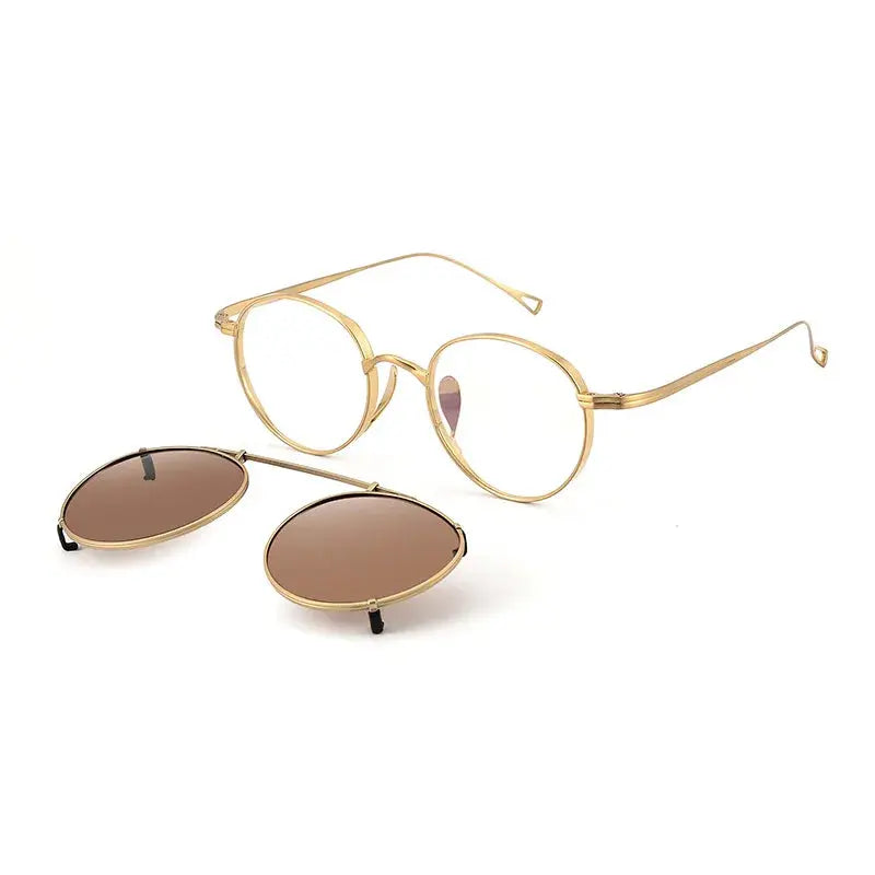 Unisex Round Full Rim Titanium Clip-On Prescription Glasses 396113 — view 6 | Rx Spectacle
