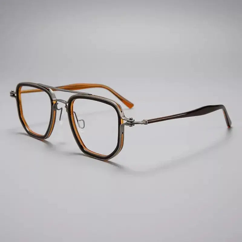 Men's Square Full Rim Titanium Double Bridge Prescription Glasses 586700 — view 6 | Rx Spectacle