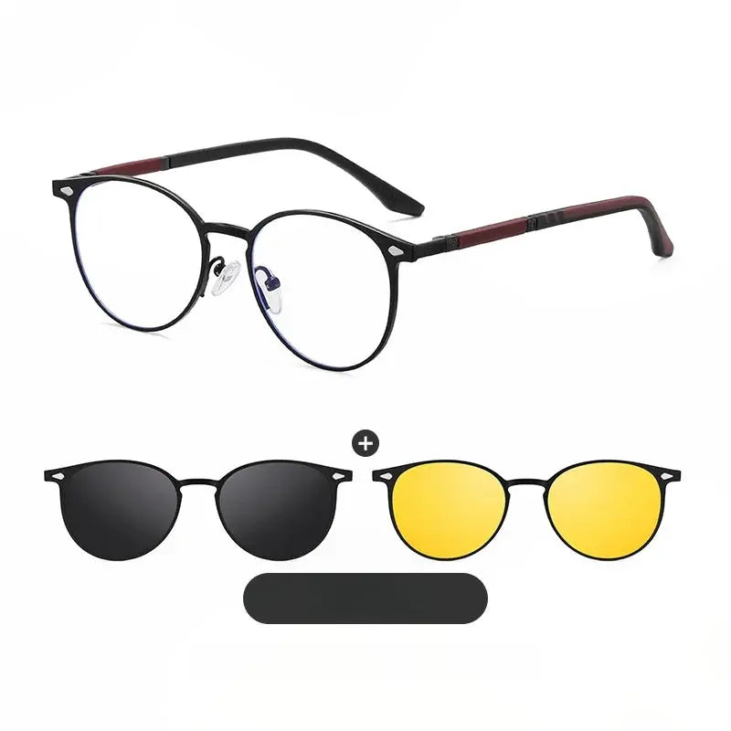 Women's Round Full Rim Stainless Steel Clip-On Prescription Glasses 77043 — view 6 | Rx Spectacle
