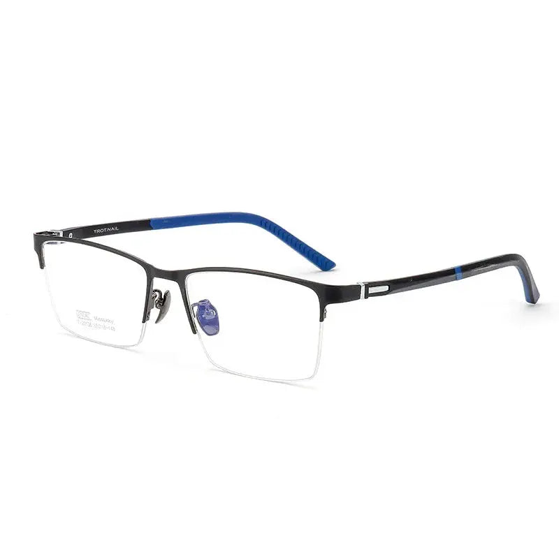 Unisex Polygon Semi-Rimless Titanium Prescription Glasses 23136 — view 6 | Rx Spectacle