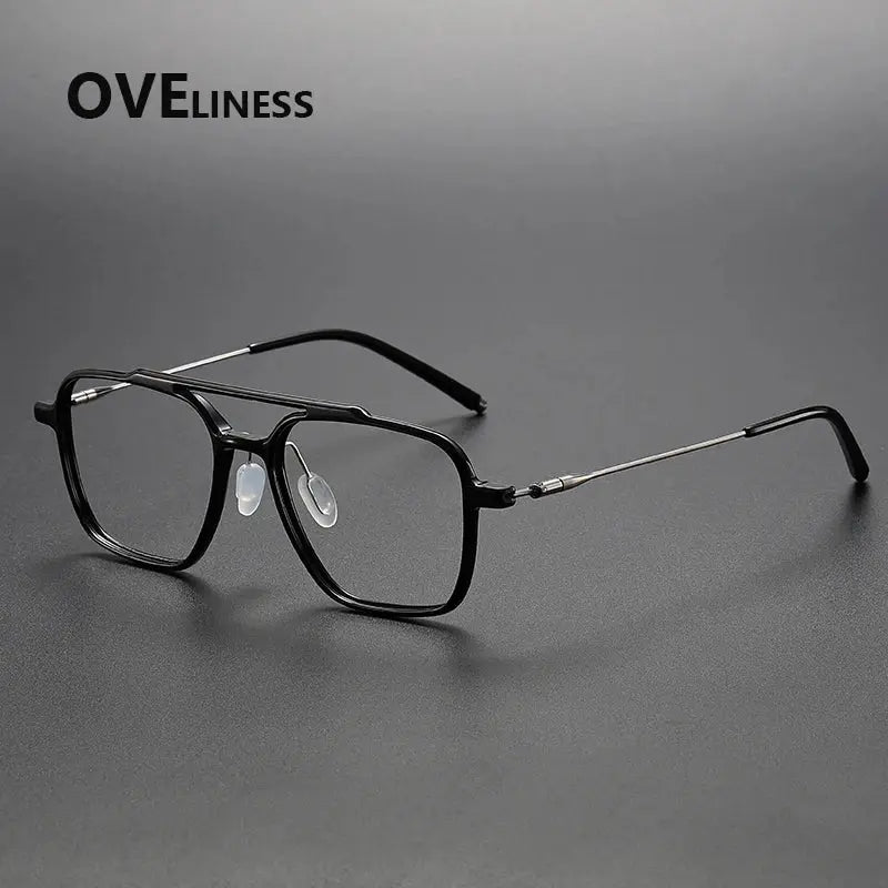 Unisex Square Full Rim Titanium Double Bridge Prescription Glasses 88658 — view 7 | Rx Spectacle