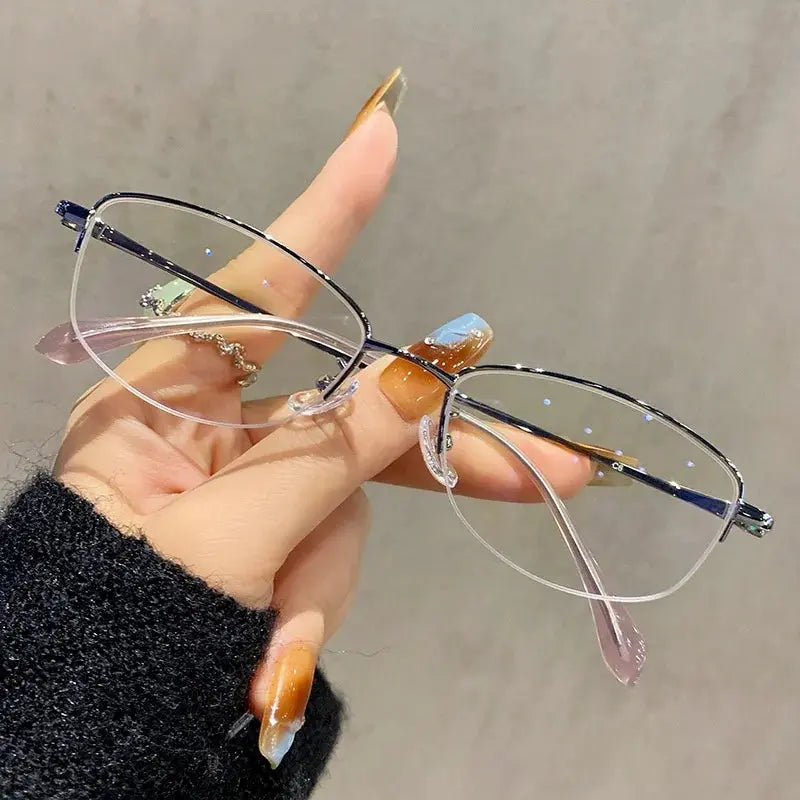 Women's Square Semi-Rimless Titanium Prescription Glasses 23006 — view 8 | Rx Spectacle