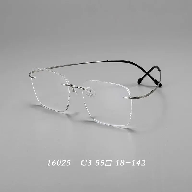Unisex Square Rimless Titanium Screwless Prescription Glasses 16025 — view 6 | Rx Spectacle