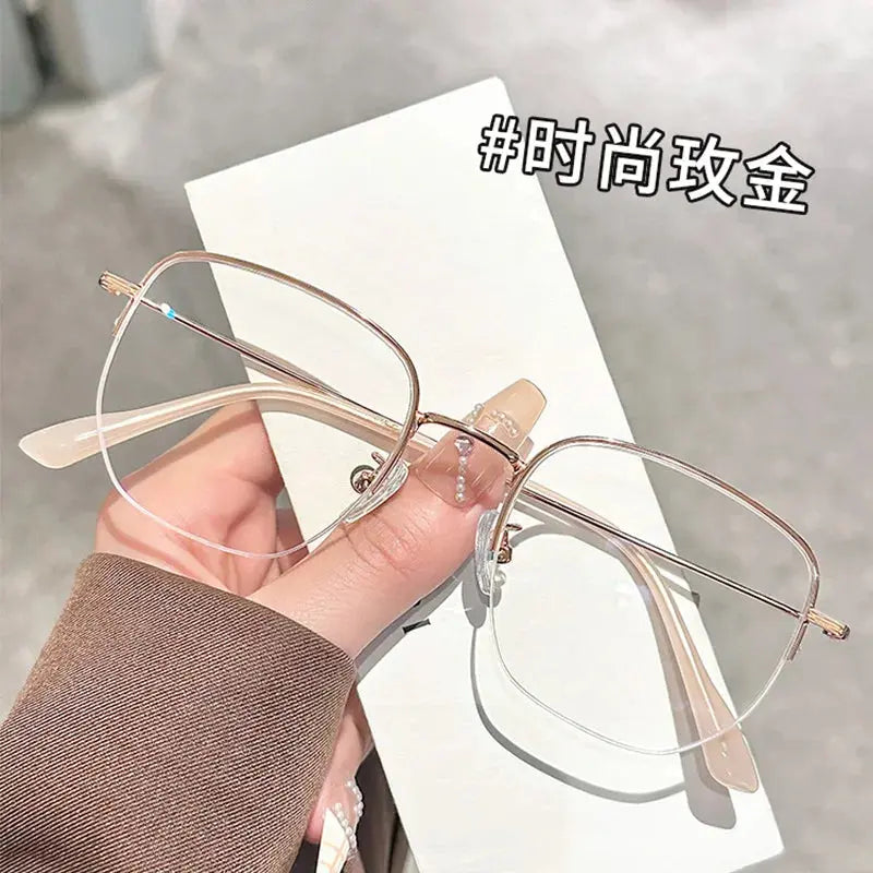 Women's Square Semi-Rimless Titanium Prescription Glasses 62811 — view 9 | Rx Spectacle