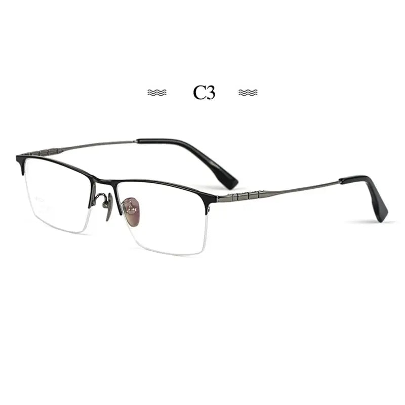 Men's Square Semi-Rimless Titanium Prescription Glasses 76010 — view 6 | Rx Spectacle