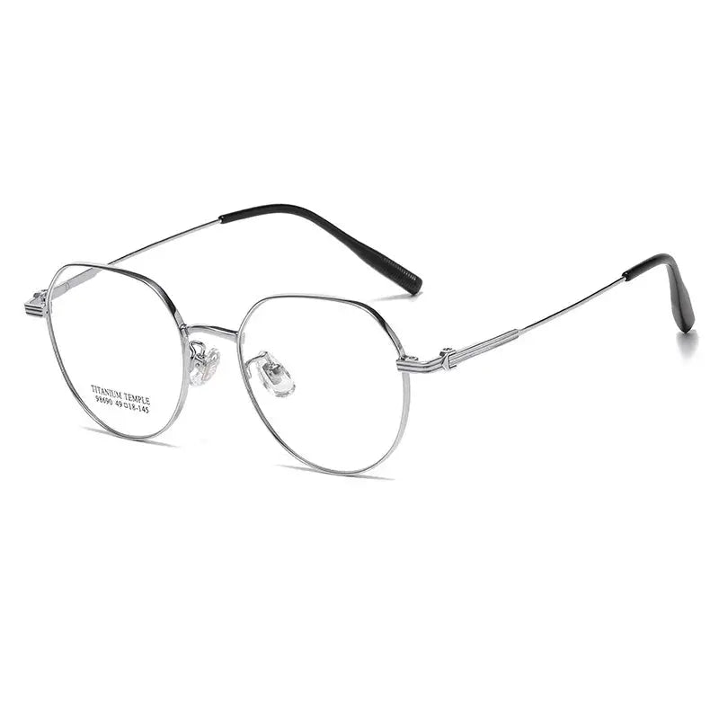 Women's Polygon Full Rim Titanium Flat Top Prescription Glasses 98690 — view 7 | Rx Spectacle