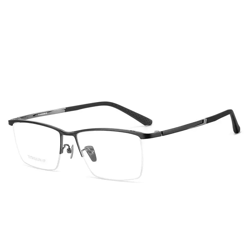Unisex Browline Semi-Rimless Titanium Prescription Glasses 78103 — view 6 | Rx Spectacle