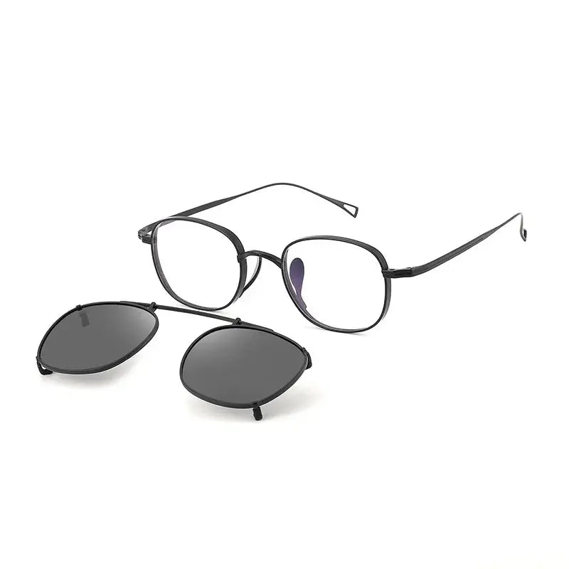 Women's Square Full Rim Titanium Clip-On Prescription Glasses 610517 — view 6 | Rx Spectacle