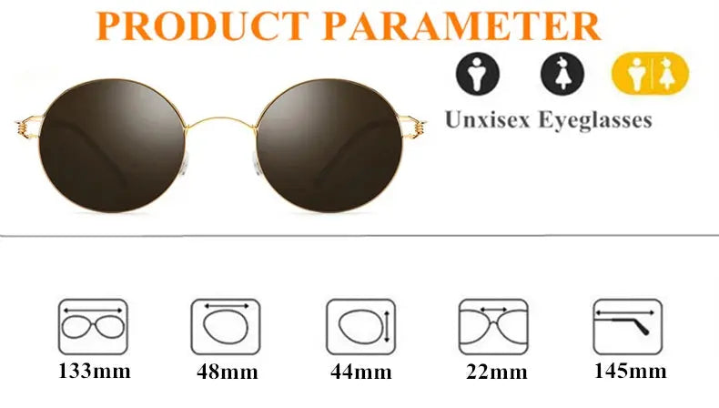 Unisex Round Full Rim Titanium Screwless Prescription Glasses 28609 — view 7 | Rx Spectacle