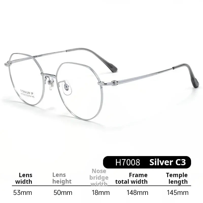Unisex Round Full Rim Titanium Flat Top Prescription Glasses 77008 — view 6 | Rx Spectacle