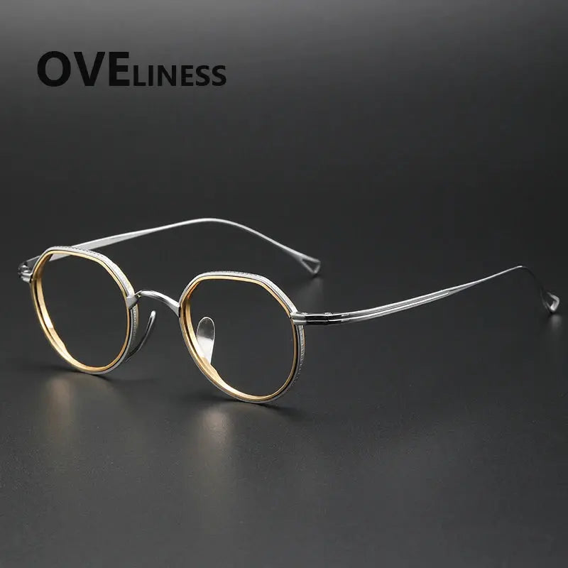 Women's Round Full Rim Titanium Flat Top Prescription Glasses 62123 — view 6 | Rx Spectacle