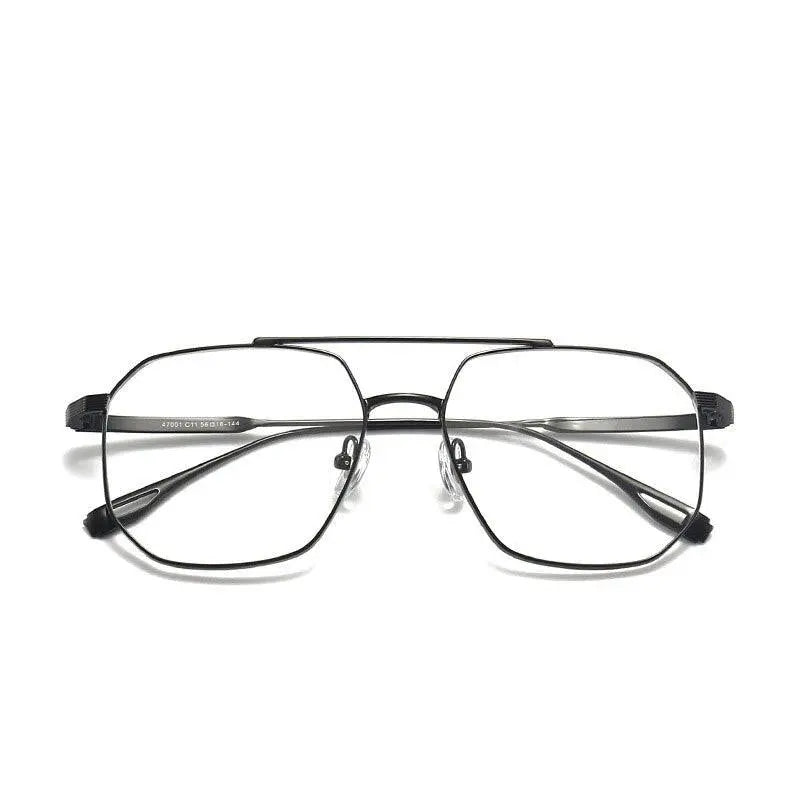 Men's Square Full Rim Titanium Double Bridge Prescription Glasses 47002 — view 11 | Rx Spectacle