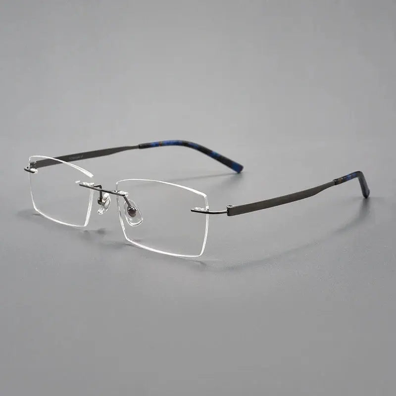 Men's Square Rimless Titanium Prescription Glasses 15802 — view 5 | Rx Spectacle