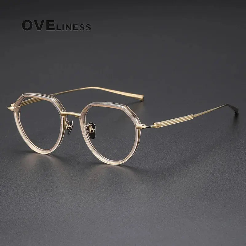 Unisex Round Full Rim Titanium Flat Top Prescription Glasses O6701 — view 9 | Rx Spectacle