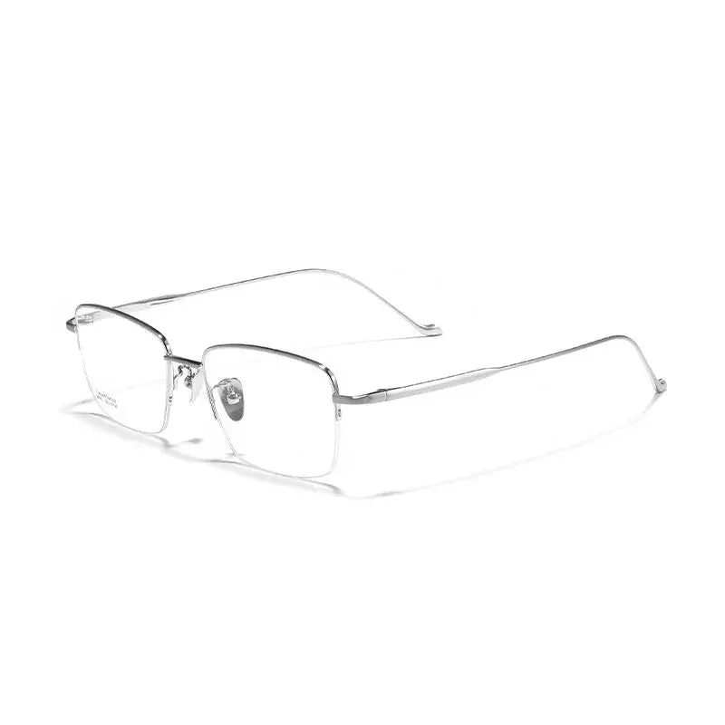 Men's Polygon Semi-Rimless Titanium Prescription Glasses 220420 — view 6 | Rx Spectacle