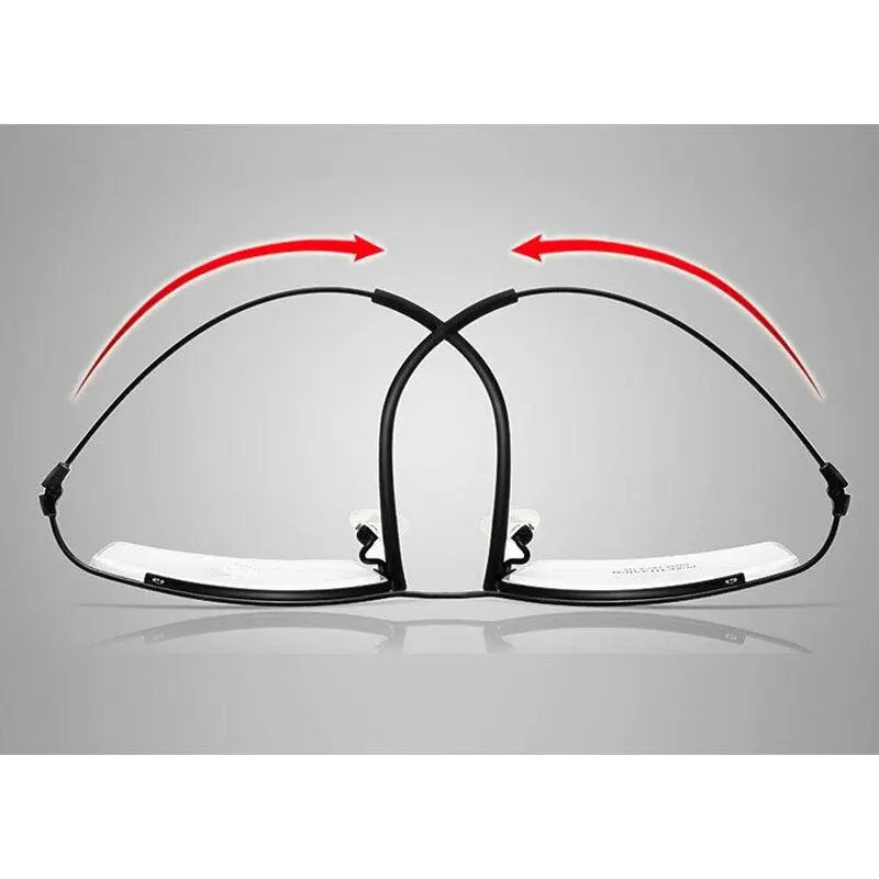 Men's Square Semi-Rimless Titanium Prescription Glasses 6688 — view 7 | Rx Spectacle