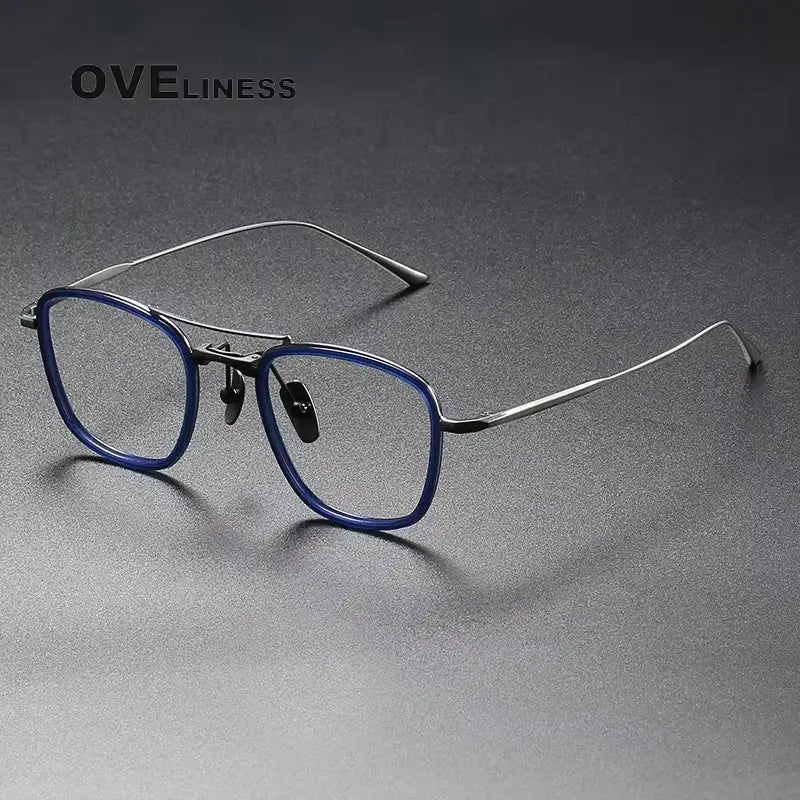 Unisex Polygon Full Rim Titanium Double Bridge Prescription Glasses 613135 — view 5 | Rx Spectacle