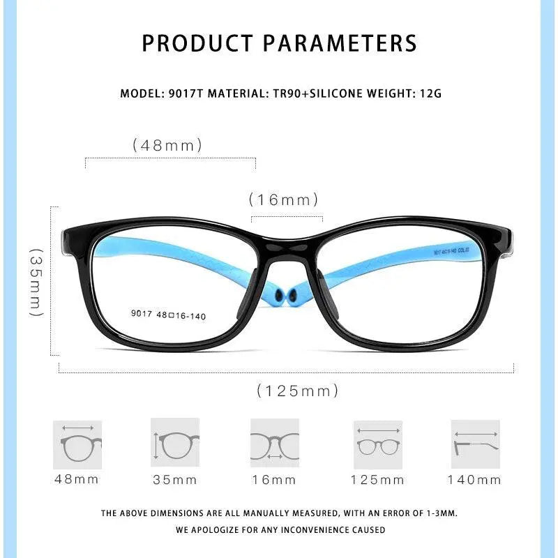 Unisex Square Full Rim TR90 Screwless Prescription Glasses 901et — view 12 | Rx Spectacle