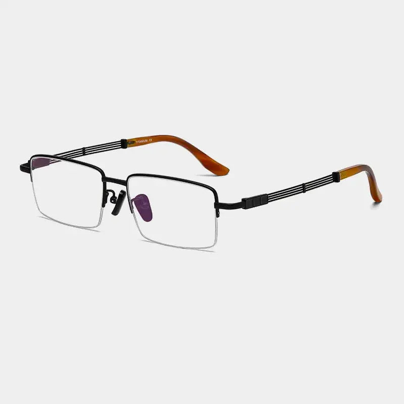 Unisex Square Semi-Rimless Titanium Prescription Glasses 200116 — view 6 | Rx Spectacle